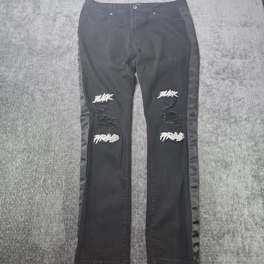 Black Pyramid Jeans Mens 38 Fits 36x32 Grunge Hip Hop Punk Emo Skater Denim
